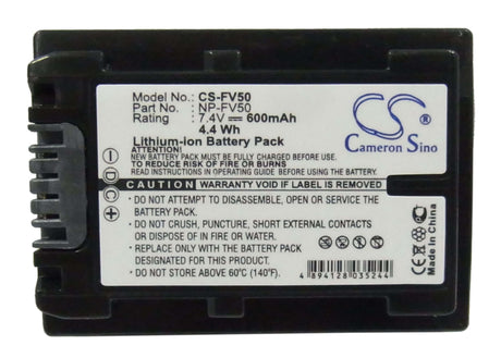 7.4V, Li-ion, 600mAh, Camera battery fits Sony, Np-fv50, Dcr-dvd403, Dcr-dvd505, 4.44Wh Camera Cameron Sino Technology Limited (Camera)
