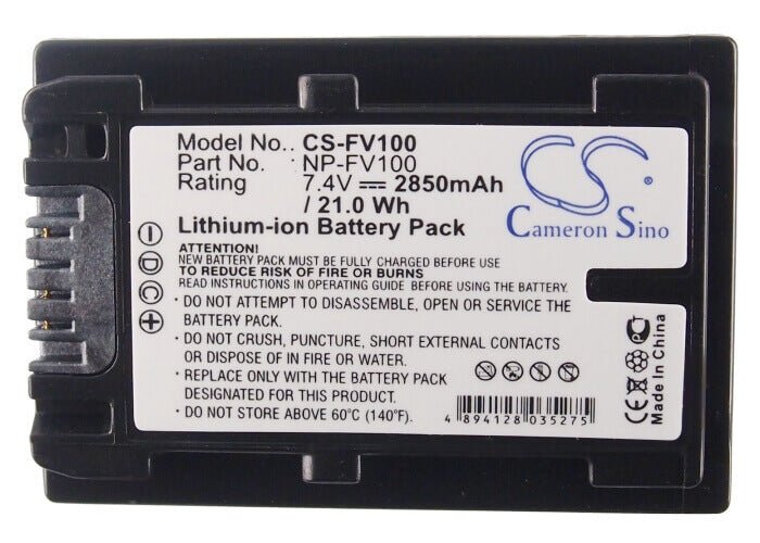 7.4V, Li-ion, 2850mAh, Camera battery fits Sony, Np-fv100, Dcr-sr100, Dcr-sr300, 21.09Wh Camera Cameron Sino Technology Limited (Camera)