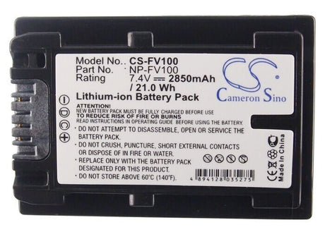 7.4V, Li-ion, 2850mAh, Camera battery fits Sony, Np-fv100, Dcr-sr100, Dcr-sr300, 21.09Wh Camera Cameron Sino Technology Limited (Camera)