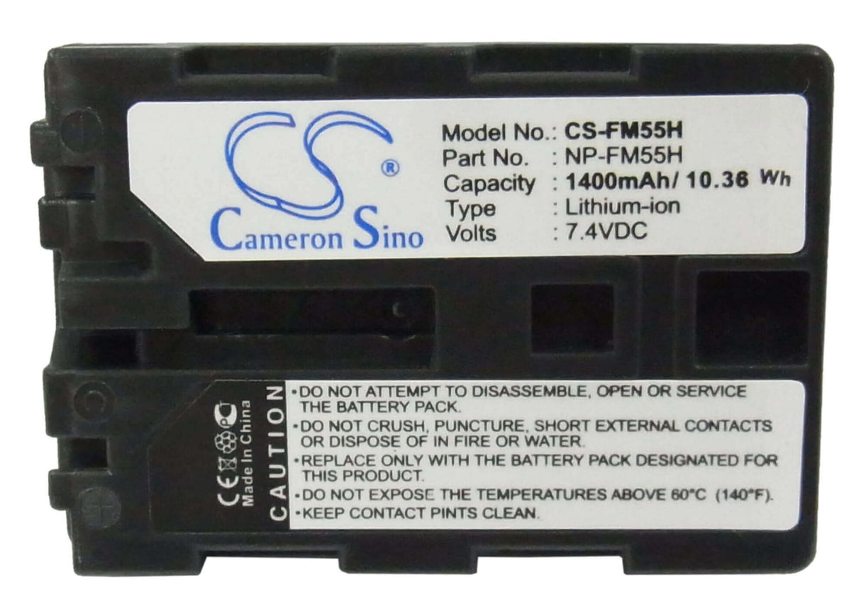 7.4V, Li-ion, 1400mAh, Camera battery fits Sony, Np-fm55h, Dslr-a100, Dslr-a100/b, 10.36Wh Camera Cameron Sino Technology Limited (Camera)