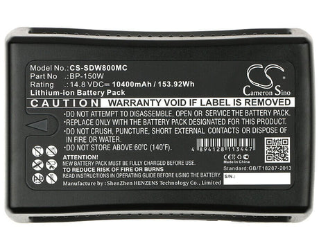 Camera Battery For Sony Dsr-250p, Dsr-600p, Dsr-650p, Hdw-800p, 14.8v, 10400mah - 153.92wh Camera Cameron Sino Technology Limited (Dangerous Goods)