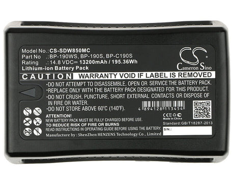 Camera Battery For Sony Dsr-250p, Dsr-600p, Dsr-650p, Hdw-800p, 14.8v, 13200mah - 195.36wh Camera Cameron Sino Technology Limited (Dangerous Goods)