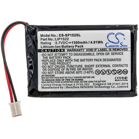 3.7V, Li-ion, 1300mAh, Game Console battery fits Sony, Lip1522, Cuh-zct1e, Cuh-zct1h, 4.81Wh Game Console Cameron Sino Technology Limited