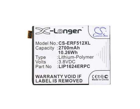 3.8V, Li-Polymer, 2700mAh, SmartPhone battery fits Sony Ericsson, 1300-3513, F5121, F5122, 10.26Wh Mobile, SmartPhone Cameron Sino Technology Limited (Smartphone)