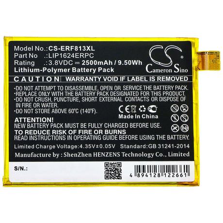 3.8V, Li-Polymer, 2500mAh, SmartPhone battery fits Sony, 1299-8177, F8131, F8132, 9.5Wh Mobile, SmartPhone Cameron Sino Technology Limited (Smartphone)