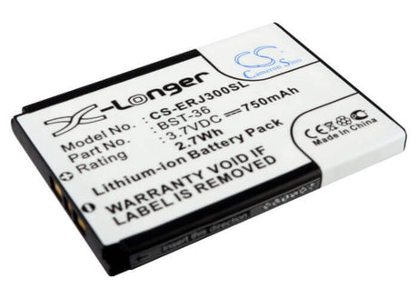 3.7V, Li-ion, 750mAh, SmartPhone battery fits Sony Ericsson, Bst-36, J300, J300a, 2.78Wh Mobile, SmartPhone Cameron Sino Technology Limited (Suspended)