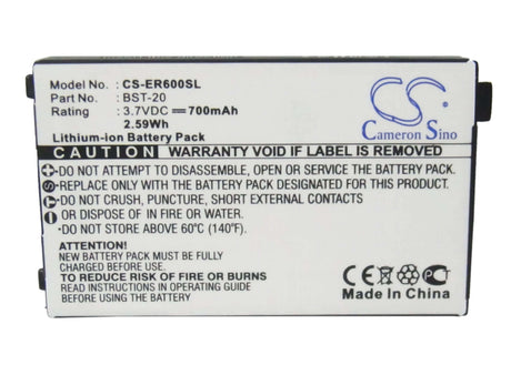 3.7V, Li-ion, 700mAh, SmartPhone battery fits Sony Ericsson, Bst-20, R600, 2.59Wh Mobile, SmartPhone Cameron Sino Technology Limited (Suspended)