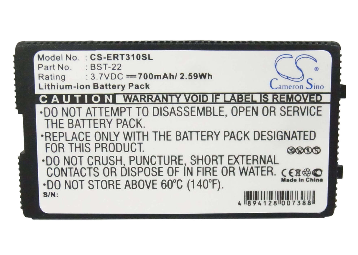 3.7V, Li-ion, 700mAh, SmartPhone battery fits Sony Ericsson, Bst-22, T300, T306, 2.59Wh Mobile, SmartPhone Cameron Sino Technology Limited (Suspended)