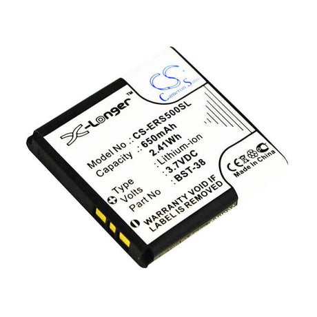 3.7V, Li-ion, 650mAh, SmartPhone battery fits Sony Ericsson, Bst-38, C510, C902, 2.41Wh Mobile, SmartPhone Cameron Sino Technology Limited (Suspended)