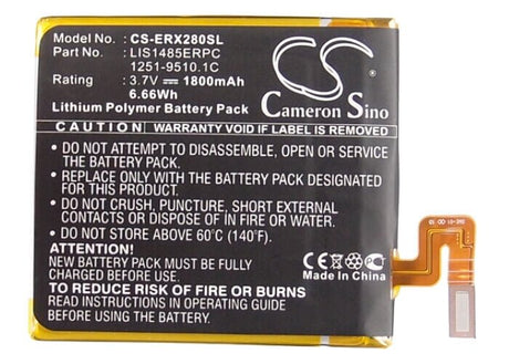 3.7V, Li-Polymer, 1800mAh, SmartPhone battery fits Sony Ericsson, 1251-9510.1, Acro Hd, Aoba, 6.66Wh Mobile, SmartPhone Cameron Sino Technology Limited (Smartphone)