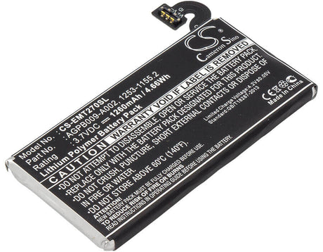 3.7V, Li-Polymer, 1260mAh, SmartPhone battery fits Sony Ericsson, 1253-1155.2, Pepper, Xperia Mt27, 4.66Wh Mobile, SmartPhone Cameron Sino Technology Limited (Smartphone)