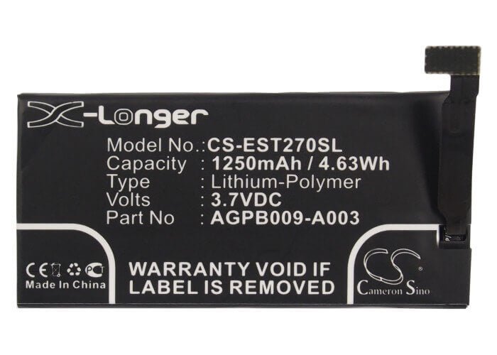 3.7V, Li-Polymer, 1250mAh, SmartPhone battery fits Sony, 1255-9147.1, Lotus, St27a, 4.63Wh Mobile, SmartPhone Cameron Sino Technology Limited (Smartphone)