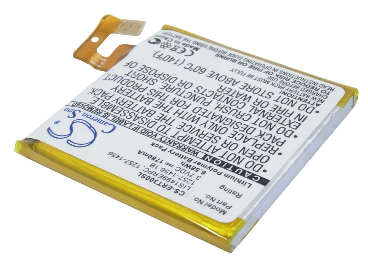 3.7V, Li-Polymer, 1780mAh, SmartPhone battery fits Sony Ericsson, 1257-1456, Lt30a, Lt30at, 6.59Wh Mobile, SmartPhone Cameron Sino Technology Limited (Smartphone)