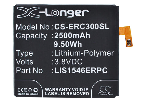 3.8V, Li-Polymer, 2500mAh, SmartPhone battery fits Sony Ericsson, Lis1546erpc, D2502, D2533, 9.5Wh Mobile, SmartPhone Cameron Sino Technology Limited (Smartphone)