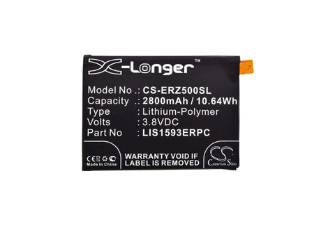 3.8V, Li-Polymer, 2800mAh, SmartPhone battery fits Sony Ericsson, Sony, 1294-1249, E6603, E6633, 10.64Wh Mobile, SmartPhone Cameron Sino Technology Limited (Smartphone)