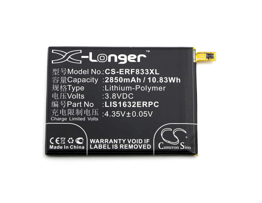 3.8V, Li-Polymer, 2850mAh, SmartPhone battery fits Sony Ericsson, Sony, 1305-6549, F8331, F8332, 10.83Wh Mobile, SmartPhone Cameron Sino Technology Limited (Smartphone)