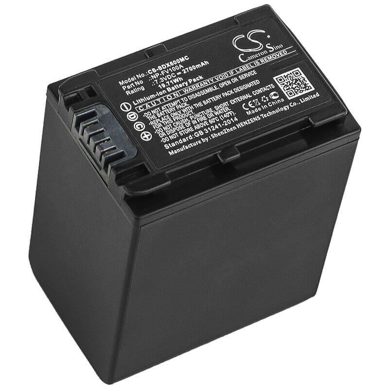 7.3V, Li-ion, 2700mAh, Camera battery fits Sony, Np-fv100a, Fdr-ax33, Fdr-ax40, 19.71Wh Camera Cameron Sino Technology Limited (Camera)