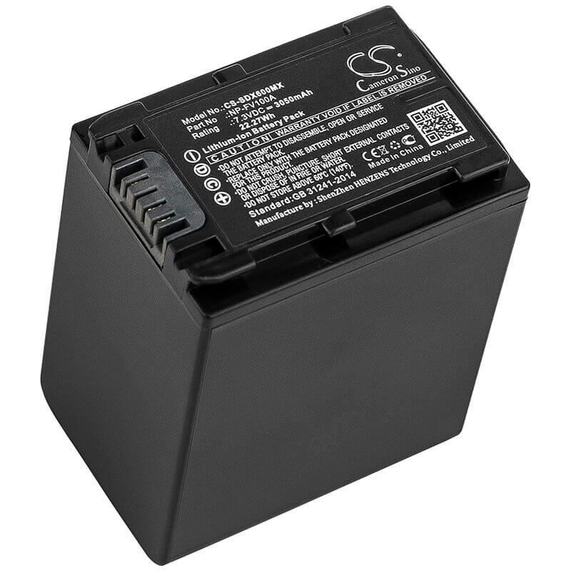 7.3V, Li-ion, 3050mAh, Camera battery fits Sony, Np-fv100a, Fdr-ax33, Fdr-ax40, 22.265Wh Camera Cameron Sino Technology Limited (Camera)