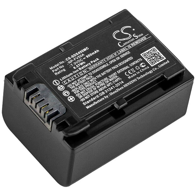 7.3V, Li-ion, 900mAh, Camera battery fits Sony, Np-fv50a, Fdr-ax33, Fdr-ax40, 6.57Wh Camera Cameron Sino Technology Limited (Camera)