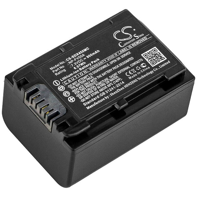 7.3V, Li-ion, 900mAh, Camera battery fits Sony, Np-fv50a, Fdr-ax33, Fdr-ax40, 6.57Wh Camera Cameron Sino Technology Limited (Camera)