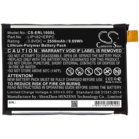 3.8V, Li-Polymer, 2550mAh, SmartPhone battery fits Sony, Lip1621erpc, G3311, G3312, 9.69Wh Mobile, SmartPhone Cameron Sino Technology Limited (Smartphone)