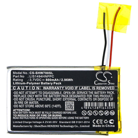 3.7V, Li-Polymer, 800mAh, Headset battery fits Sony, Lis1494hnppc, Mdr-hw700ds, 2.96Wh Wireless Headset Cameron Sino Technology Limited