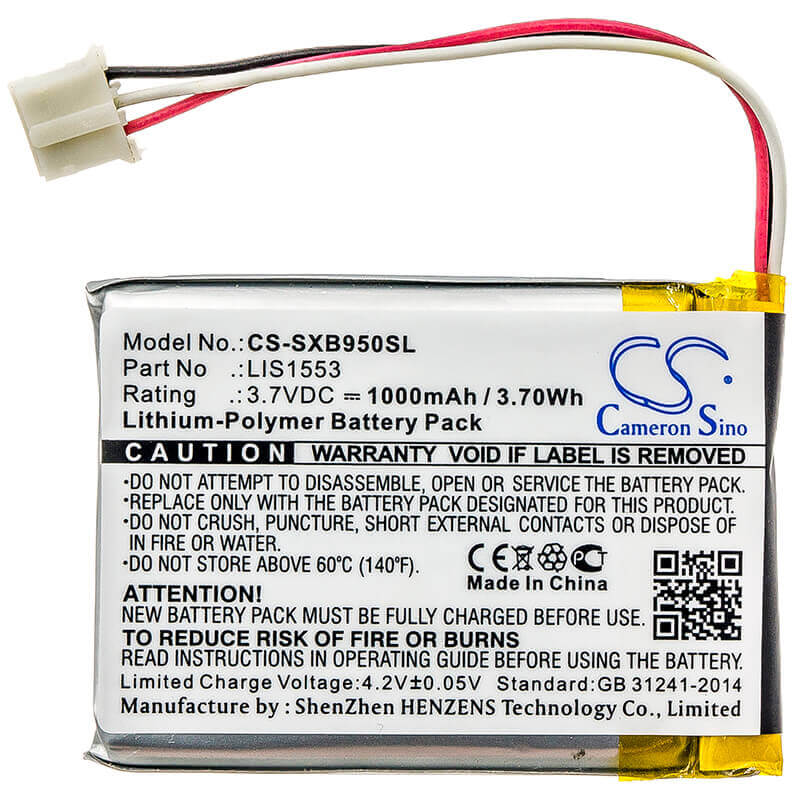 3.7V, Li-Polymer, 1000mAh, Speaker battery fits Sony, Mdr-xb950n1, Srs-ws1, 3.7Wh Speaker Cameron Sino Technology Limited
