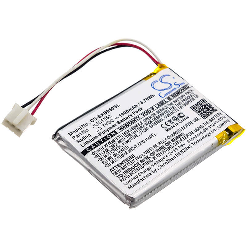 3.7V, Li-Polymer, 1000mAh, Speaker battery fits Sony, Mdr-xb950n1, Srs-ws1, 3.7Wh Speaker Cameron Sino Technology Limited