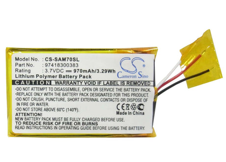 3.7V, Li-Polymer, 970mAh, Media Player battery fits Sony, 97418300383, Mx-m70, Mx-m75, 3.59Wh Media Player Cameron Sino Technology Limited