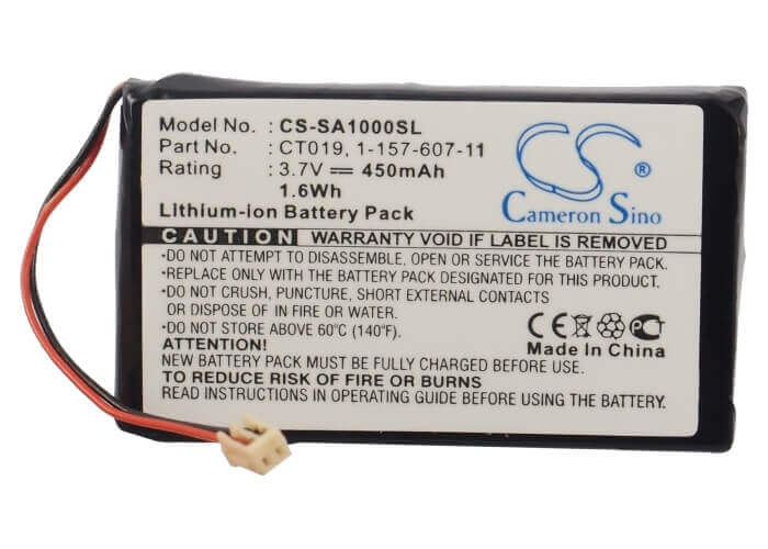 3.7V, Li-ion, 450mAh, Media Player battery fits Sony, 1-157-607-11, Nw-a1000, Nw-a1200, 1.67Wh Media Player Cameron Sino Technology Limited