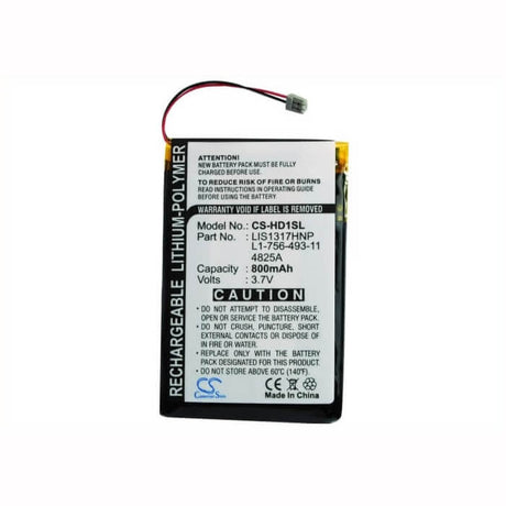 3.7V, Li-Polymer, 800mAh, Media Player battery fits Sony, Pmpsyhd1, Nw-hd1 Mp3 Player, 2.96Wh Media Player Cameron Sino Technology Limited