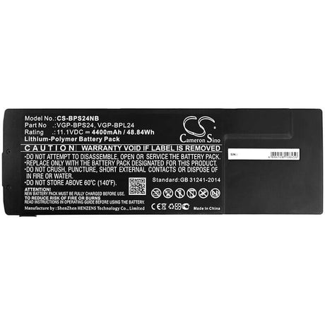 Battery For Sony, Pcg-41215l, Pcg-41216l, Pcg-41216w, Pcg-41217 11.1v, 4400mah - 48.84wh Notebook, Laptop Cameron Sino Technology Limited   