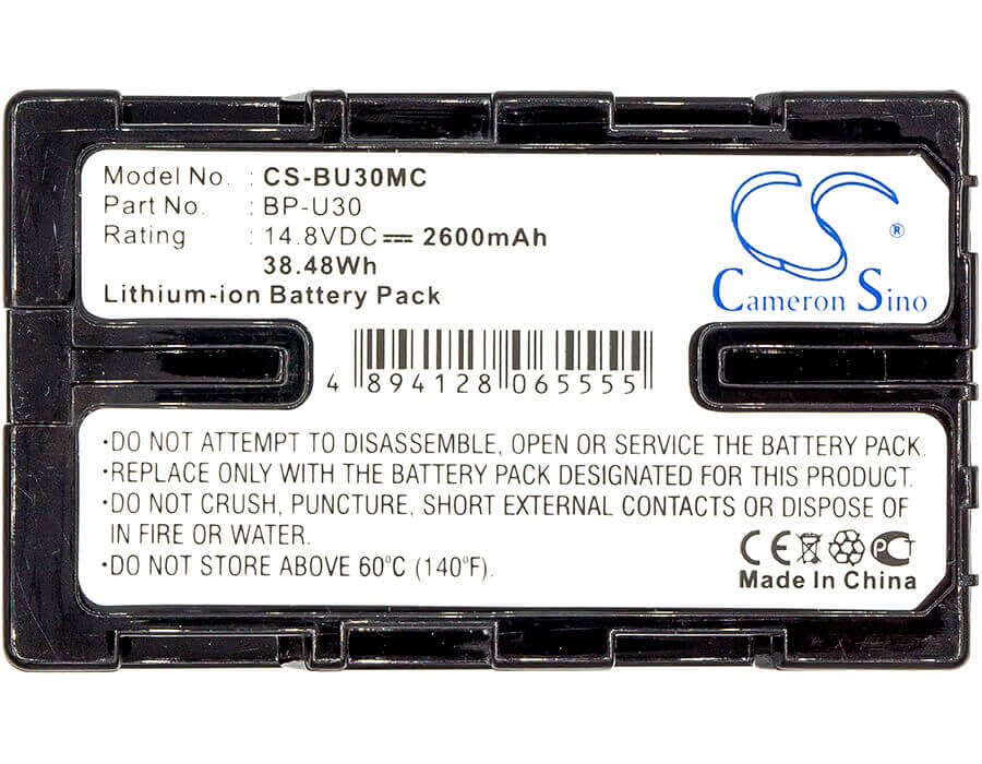 14.8V, Li-ion, 2600mAh, Camera battery fits Sony, Bp-u30, Hd422, Pmw-100, 38.48Wh Camera Cameron Sino Technology Limited (Camera)