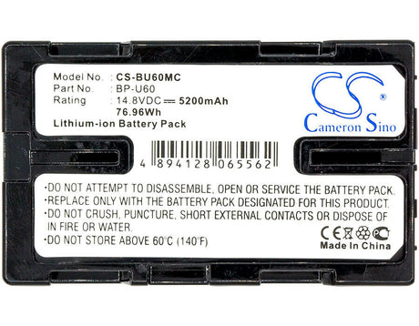 14.8V, Li-ion, 5200mAh, Camera battery fits Sony, Bp-u60, Hd422, Pmw-100, 76.96Wh Camera Cameron Sino Technology Limited (Camera)