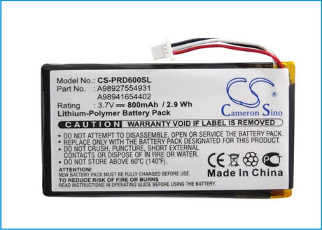 3.7V, Li-Polymer, 800mAh, E-book, E-reader battery fits Sony, A98927554931, Prs-600, Prs-600/bc, 2.96Wh E-book, E-reader Cameron Sino Technology Limited