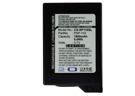 3.7V, Li-ion, 1800mAh, Game Console battery fits Sony, Psp-110, Psp-1000, Psp-1000g1, 6.66Wh Game Console Cameron Sino Technology Limited