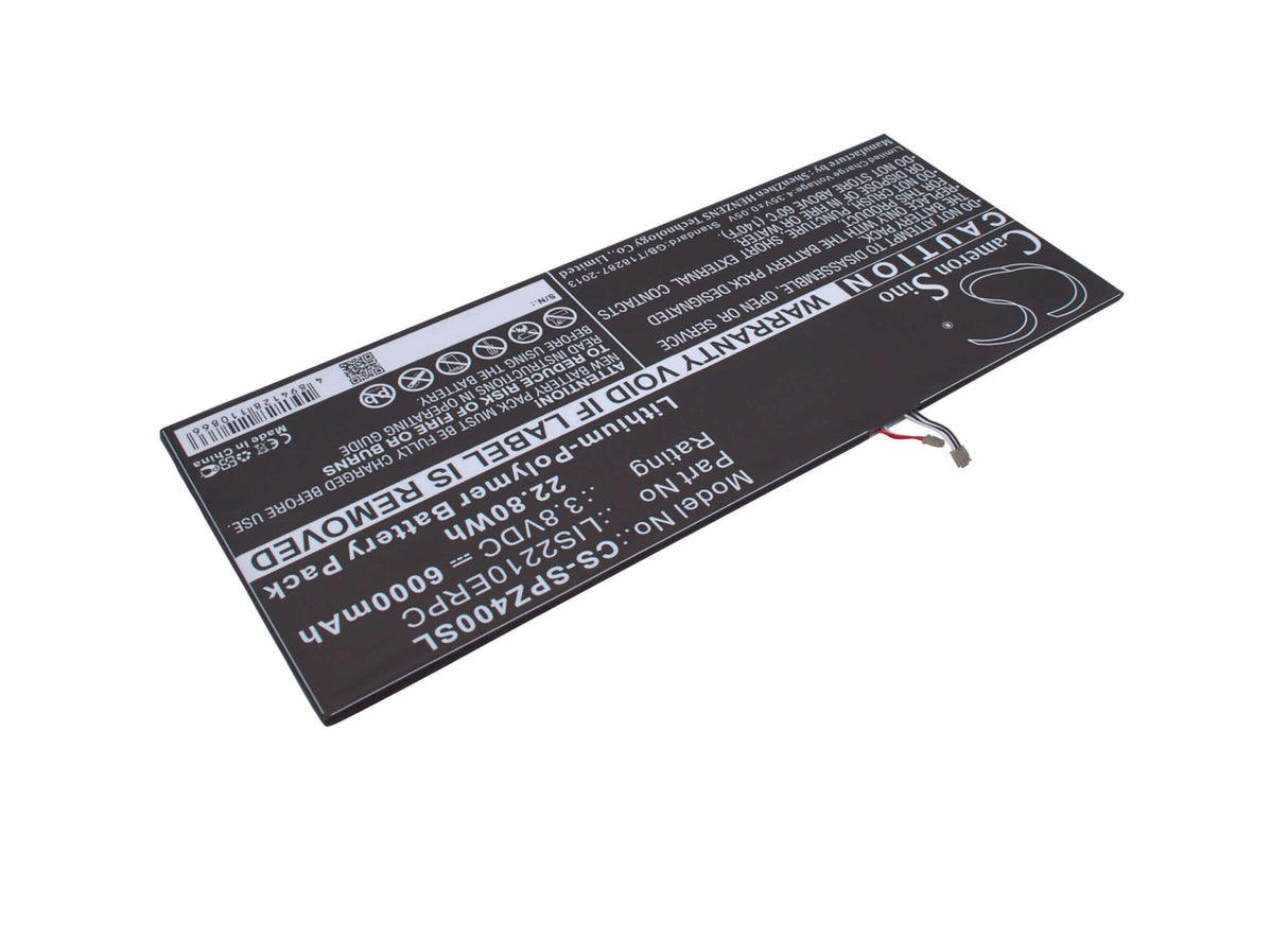 3.8V, Li-Polymer, 6000mAh, Tablet battery fits Sony, Lis2210erpc, Sgp711, Sgp712, 22.80Wh Tablet Cameron Sino Technology Limited