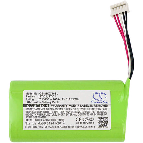 7.4V, Li-ion, 2600mAh, Speaker battery fits Sony, Srs-x3, Srs-xb2, 19.24Wh Speaker Cameron Sino Technology Limited
