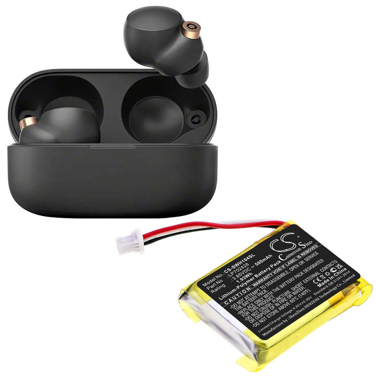 Headset Battery For Sony, Wf-1000xm4 Charging Case 3.7v, 500mah - 1.85wh Wireless Headset Cameron Sino Technology Limited   