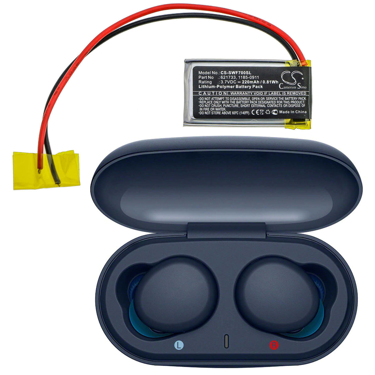 3.7V, Li-Polymer, 220mAh, Headset battery fits Sony, 1185-0911, Wf-c500 Charging Case, Wf-sb700 Charging Case, 0.81Wh Wireless Headset Cameron Sino Technology Limited