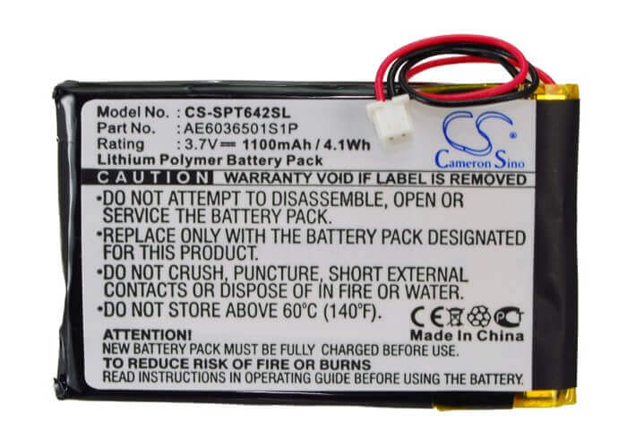 3.7V, Li-Polymer, 1100mAh, GPS battery fits Spetrotec, Ae6036501s1p, 4642-e434-v12 Seg/n, 4.07Wh GPS, Navigator Cameron Sino Technology Limited