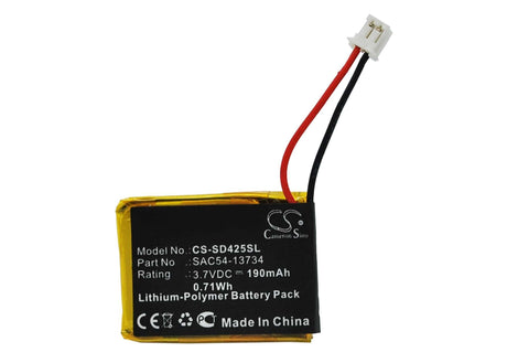 3.7V, Li-Polymer, 190mAh, Dog Collar battery fits Sportdog, Sac54-13734, Fieldtrainer 425, Fieldtrainer 425s, 0.7Wh Dog Collar Cameron Sino Technology Limited