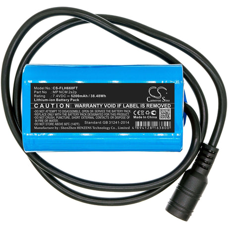 7.4V, Li-ion, 5200mAh, Flashlight battery fits Square, Mp Ncm 2s2p, Led Light, 38.48Wh Flashlight Cameron Sino Technology Limited
