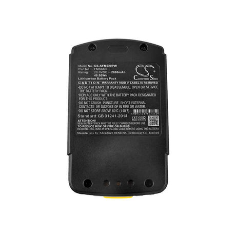 20.0V, Li-ion, 2000mAh, Power Tools battery fits Stanley, Fmc680l, Fmc620, 40Wh Power Tools Cameron Sino Technology Limited (Power Tools)