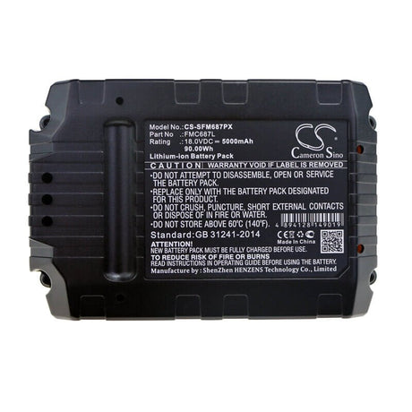 18.0V, Li-ion, 5000mAh, Power Tools battery fits Stanley, Fmc687l, Fmc625d2, Fmc645d2, 90Wh Power Tools Cameron Sino Technology Limited (Power Tools)