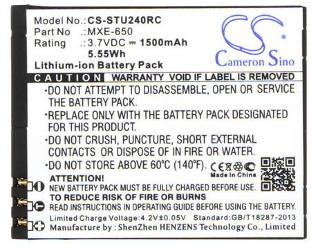3.7V, Li-ion, 1500mAh, Hotspot battery fits Straight Talk, Tracfone, Mxe-650, Umx U240c, 5.55Wh Hotspot Cameron Sino Technology Limited