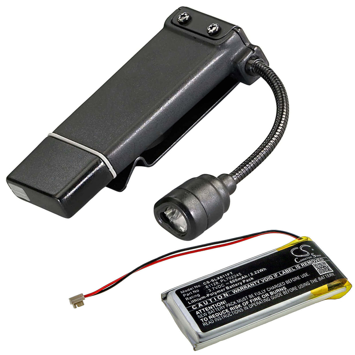 3.7V, Li-Polymer, 600mAh, Flashlight battery fits Streamlight, 61128, Clipmate Usb, 2.22Wh Flashlight Cameron Sino Technology Limited