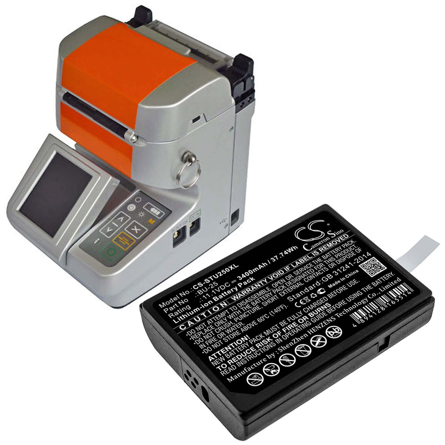 11.1V, Li-ion, 3400mAh, Equipment battery fits Sumitomo, Bu-25, Fusion Splicers BU25, Type-25, 37.74Wh Equipment, Survey, Test Cameron Sino Technology Limited