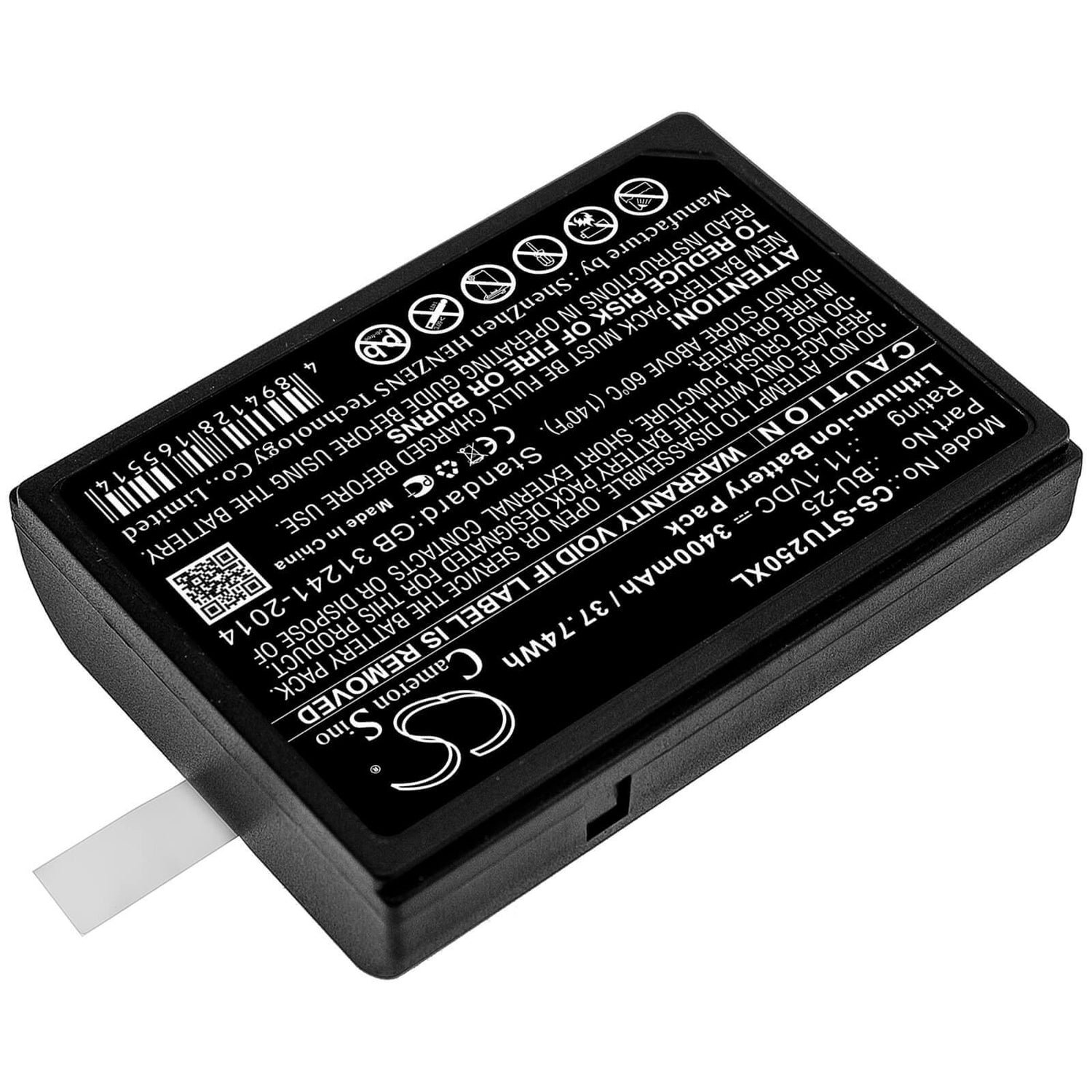 11.1V, Li-ion, 3400mAh, Equipment battery fits Sumitomo, Bu-25, Fusion Splicers BU25, Type-25, 37.74Wh Equipment, Survey, Test Cameron Sino Technology Limited