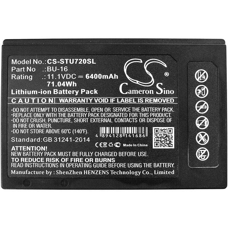 11.1V, Li-ion, 6400mAh, Equipment battery fits Sumitomo, Bu-16, TYPE-72, Type-82, 71.04Wh Equipment, Survey, Test Cameron Sino Technology Limited